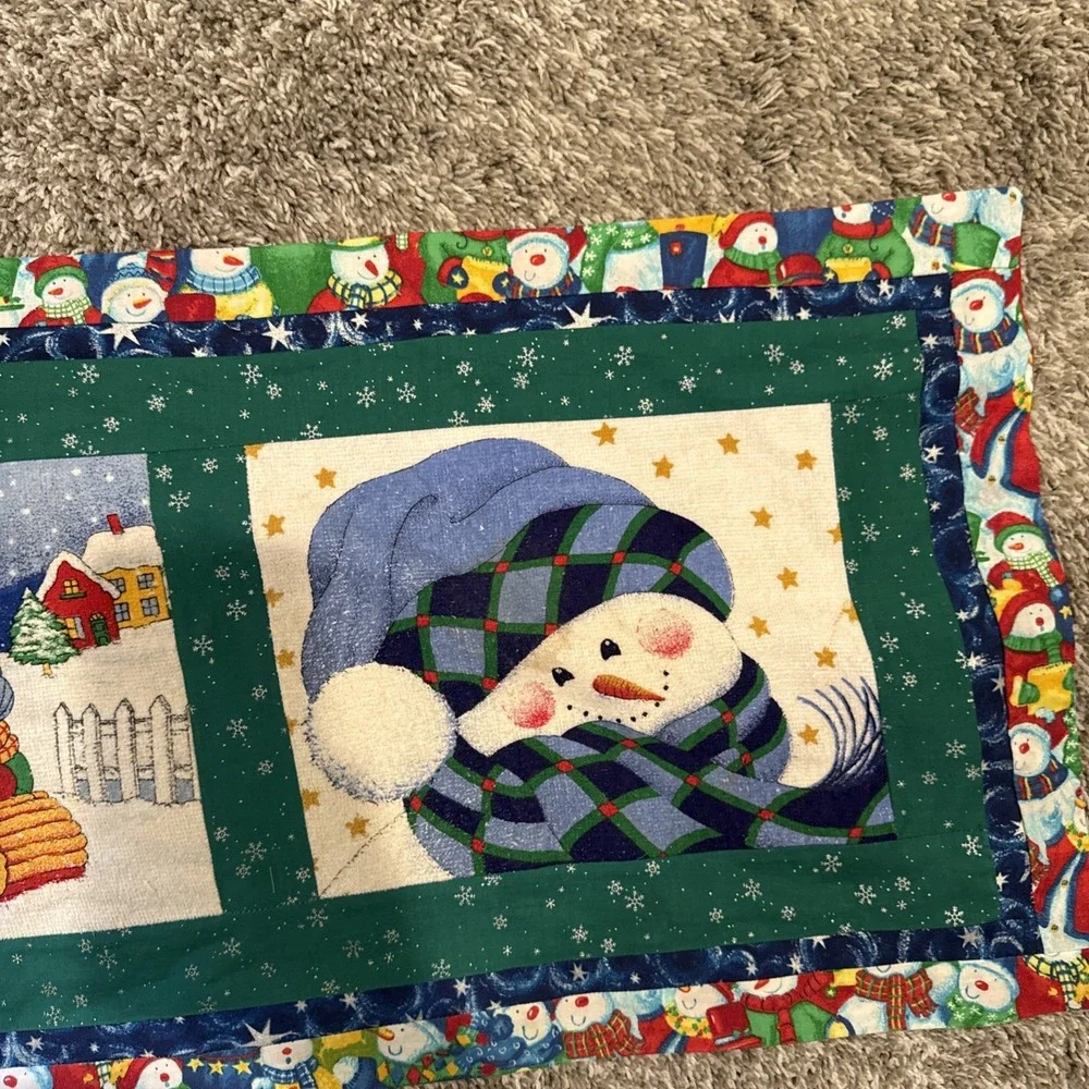 Vinrage Handmade Snowman Table Runner 40in X 15in